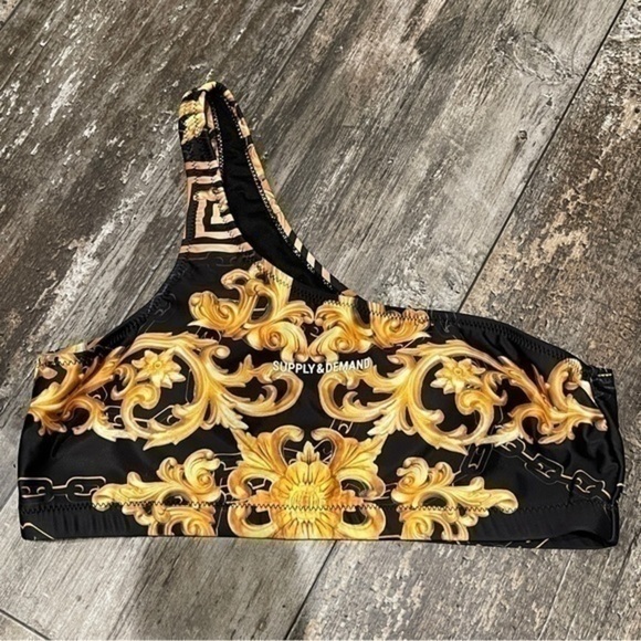 NWT Supply & Demand Regal Bikini Athletic Top Black Gold‎ Womens NEW - Picture 9 of 14